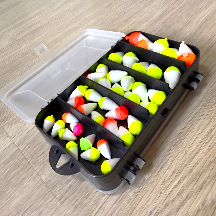 Kit de Pesca Completo Boias Isopor Vários Tamanhos Caixa Estojo Organizador Multiuso Lambari Tilápia