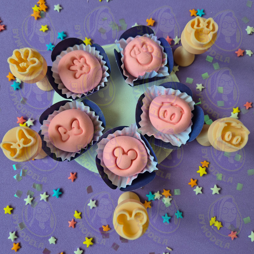 Carimbo para Brigadeiro e Docinhos - Kit Mickey, Minnie, Laço, Short Mickey Mouse