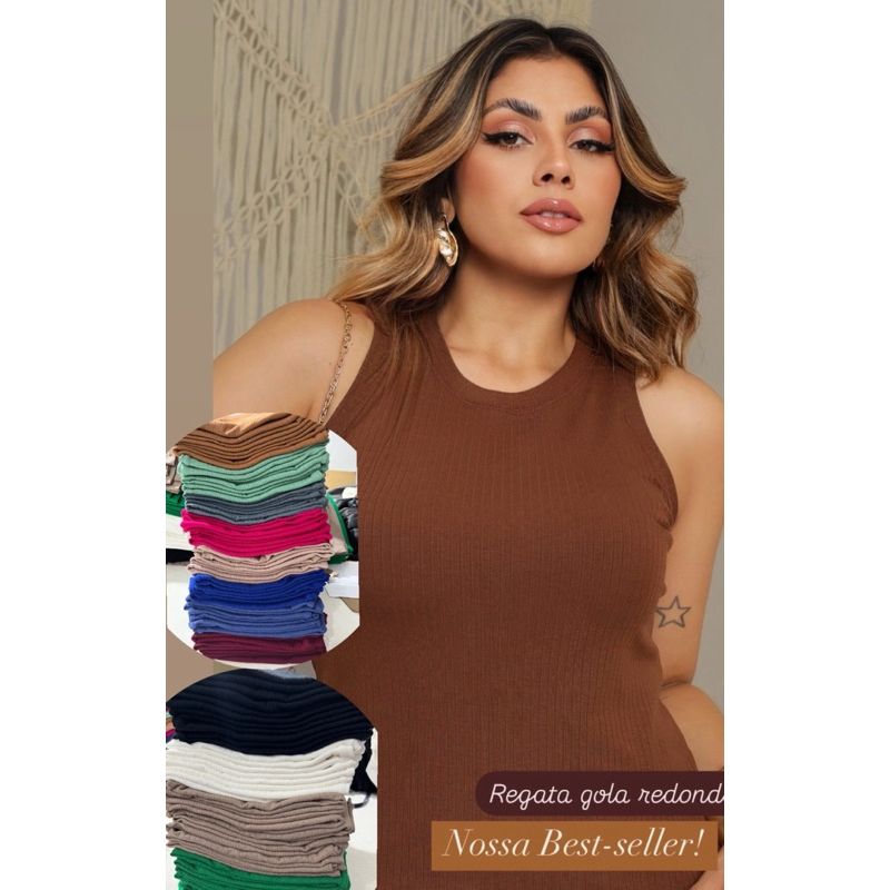 Blusa Regata Feminina canelada Confortável  Premium Curve Moderna Verão Viscose com Elastano