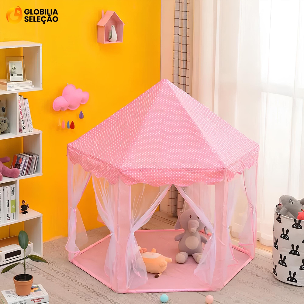 Barraca Infantil tendas para crianças em ambientes interior, casa de princesa rosa para me...