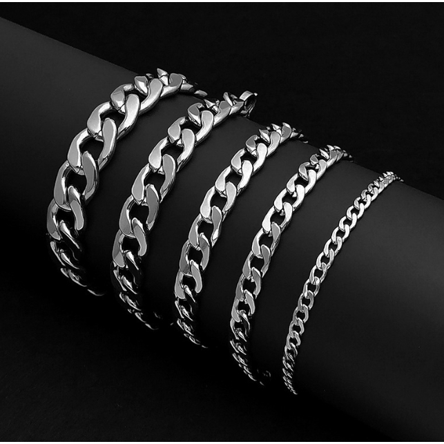 Pulseira masculino de 3-5mm Pulseira de corrente de aço inoxidável