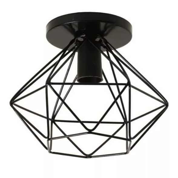 Kit 4 Plafon Luminaria Lustre De Teto Diamante Aramado Preto em Oferta na Shopee