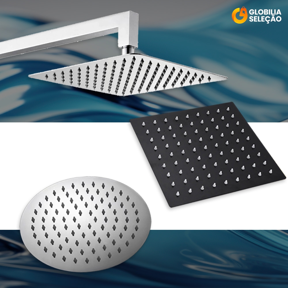 Ducha Chuveiro Inox 304 Quadrado 20x20 cm 15x15 cm Com Braço 40cm