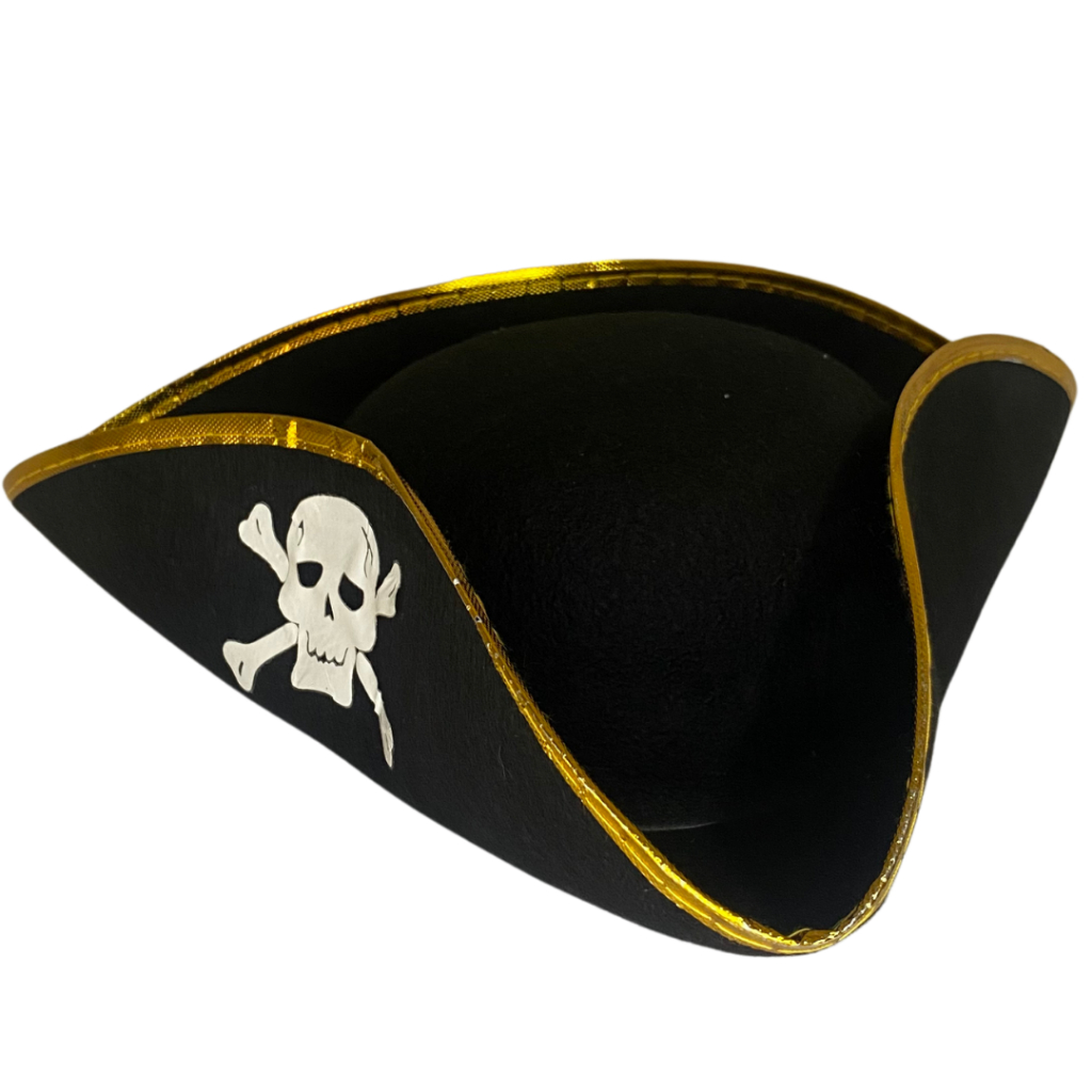 Chapéu de Pirata Preto de Veludo