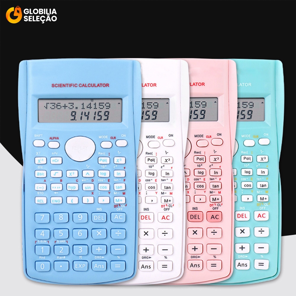 Calculadora Cientifica 12 Dígitos 2 Linhas 240 Funções Portátil Com Capa Protetora Escola Calculadora Rosa Digital