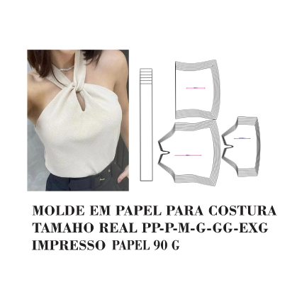 MOLDE,MODELAGEM DE BLUSA FRENTE UNICA  EM PAPEL 90 GM PARA COSTURA HSTZ-045 em Oferta na Shopee