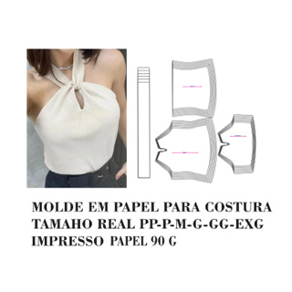 MOLDE,MODELAGEM DE BLUSA FRENTE UNICA  EM PAPEL 90 GM PARA COSTURA HSTZ-045 em Oferta na Shopee