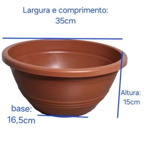 Kit 03 Vaso Cuia grande redondo 06 litros, para plantas, suculentas e pendentes.