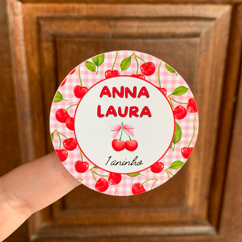Adesivos Personalizados Cerejinha 5x5cm para Lembrancinhas Festa Aniversário em Oferta na Shopee