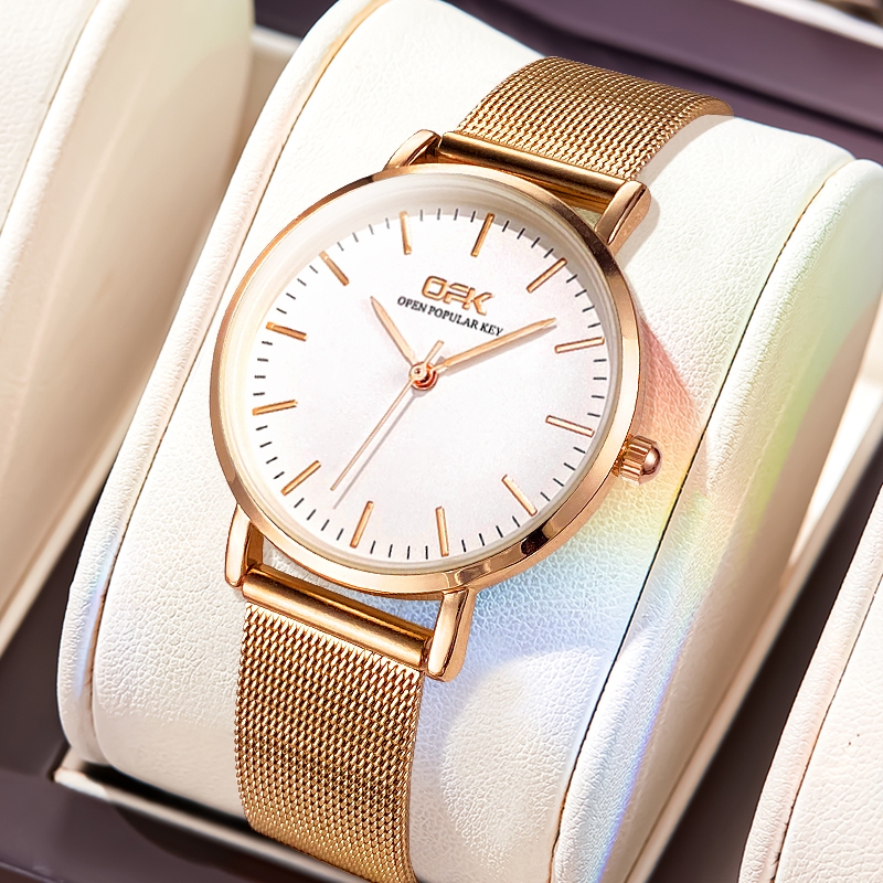 OPK Relógio Feminino Original À Prova D 'Água Moda Aço Inoxidável Fino Muito Elegante Moda simples e moderna 8101 em Oferta na Shopee