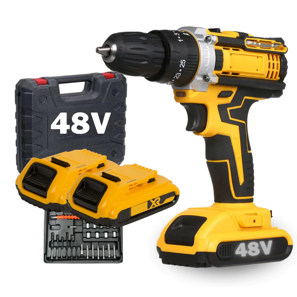 Parafusadeira Furadeira 18V/48V com 2 Baterias Com Maleta e Acessórios Completo em Oferta na Shopee