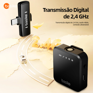 Basike Microfone Lapela Duplo Profissional Sem Fio Para Tipo-C e Lighting Ba-MIC0001 em Oferta na Shopee