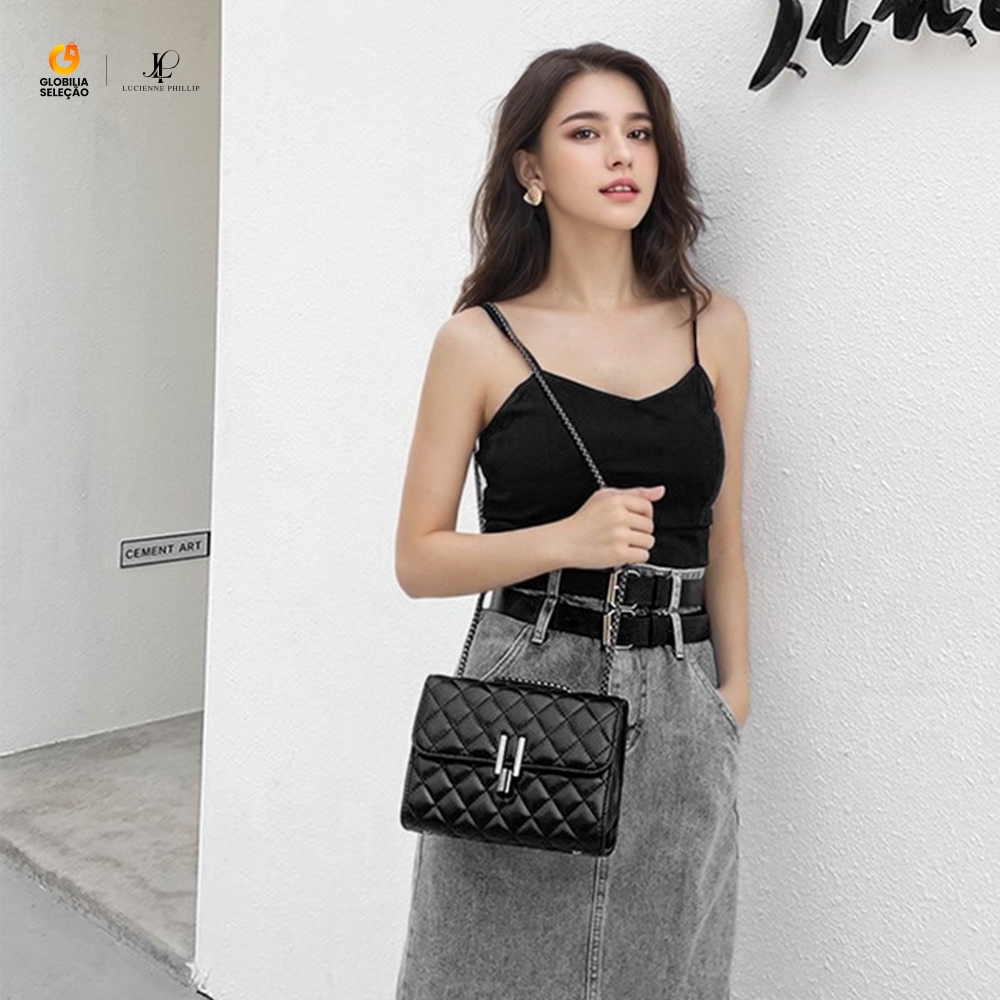 Bolsa feminina transversal corrente escura “Y” Bolsa Ombro Feminina de Festa