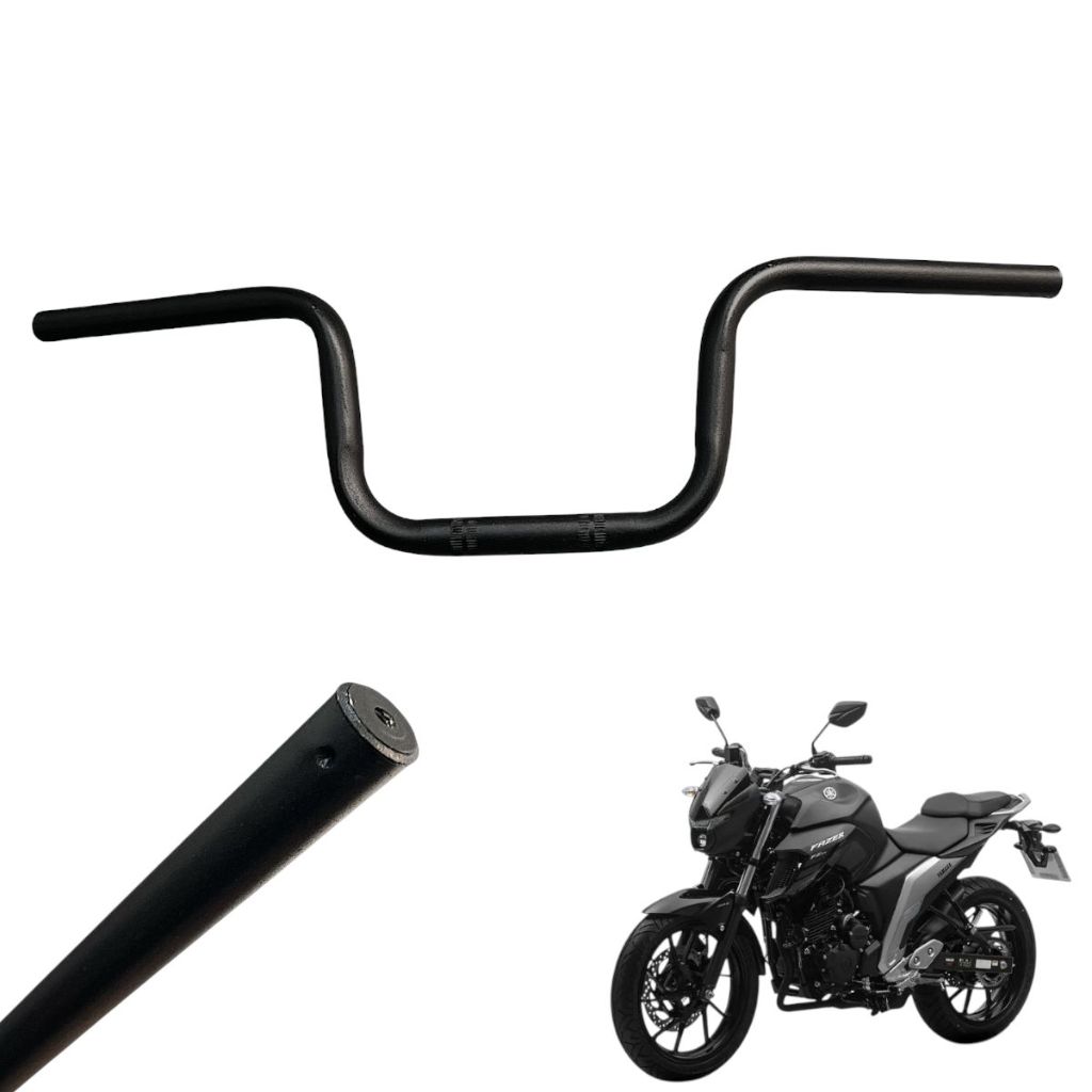 Guidão Para Moto Yamaha Ybr Factor Fazer 150 Preto C/Peso Todos Os Anos