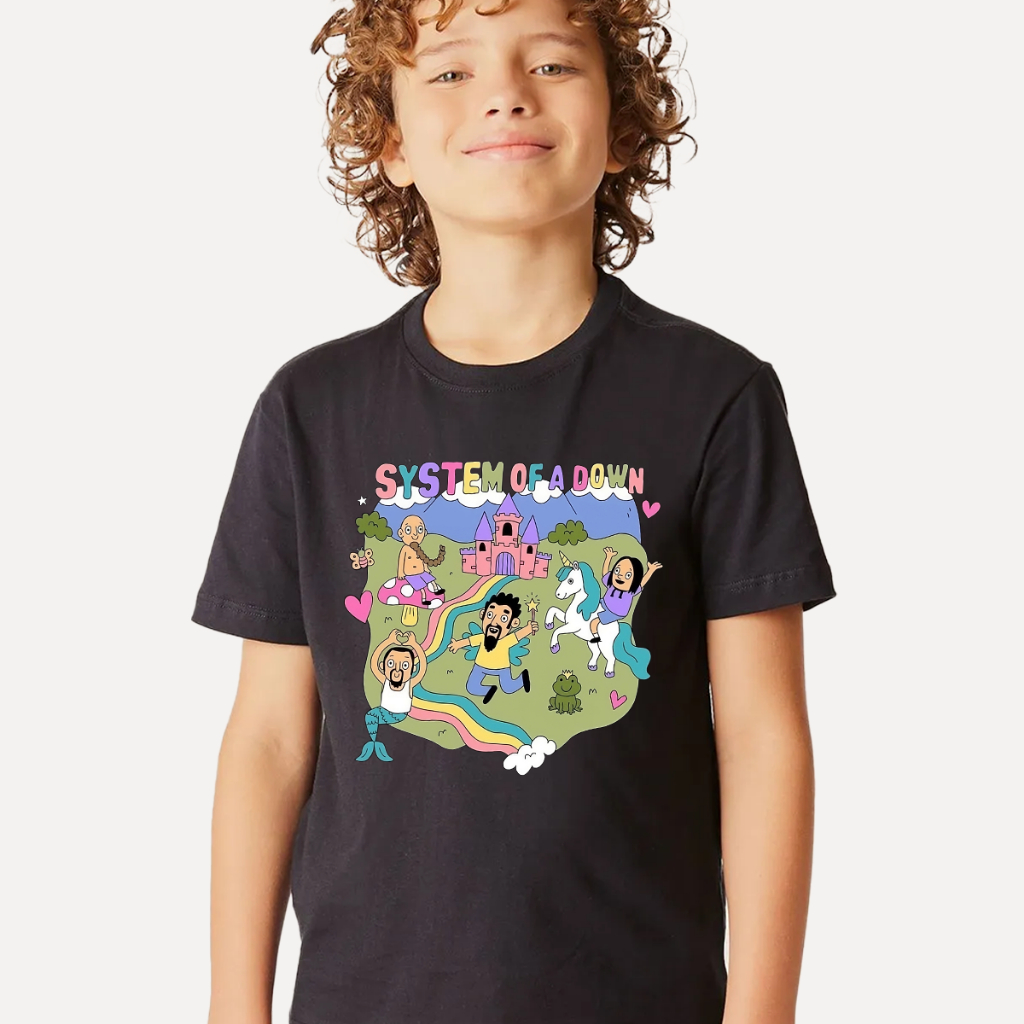 Camiseta Infantil Juvenil "System of a Down Fofo" Camisa de Rock Unissex em Oferta na Shopee