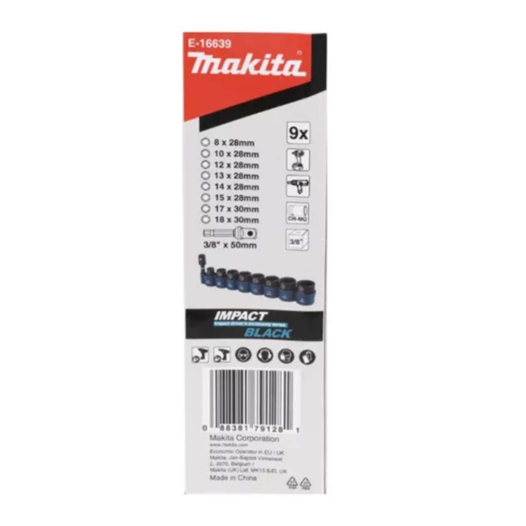 Jogo Soquete De Impacto 3/8" 9 Pcs 8 A 18 Mm E-16639 Makita em Oferta na Shopee