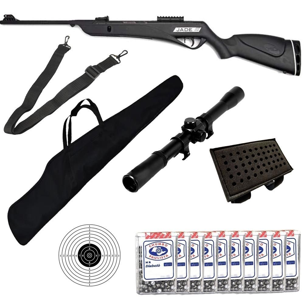 Carabina Pressão Jade Pro Nitro 5.5 CBC + Luneta + 10 Chumbo + Bando + Capa + Alvo + Porta Chumbo