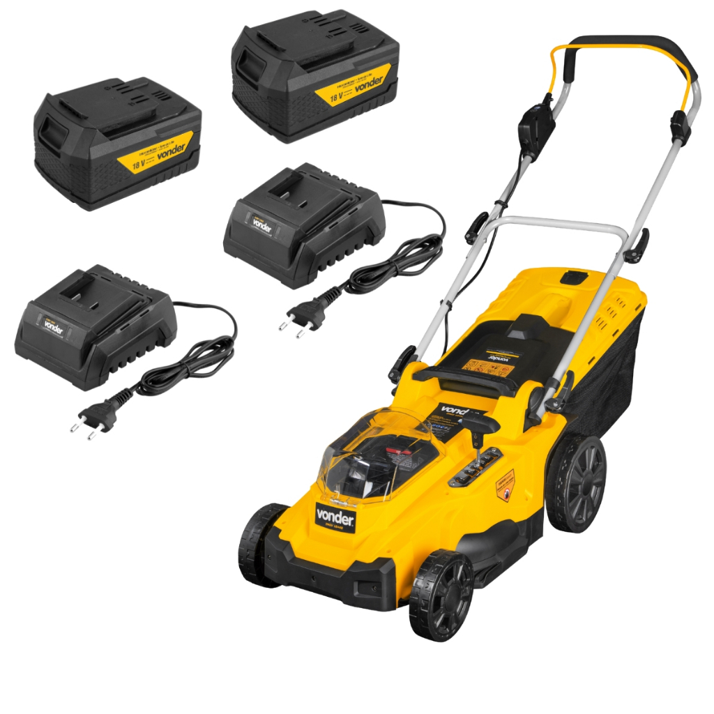 Maquina De Cortar Grama Sem Fio Vonder Com Baterias 4ah e 2 Carregadores