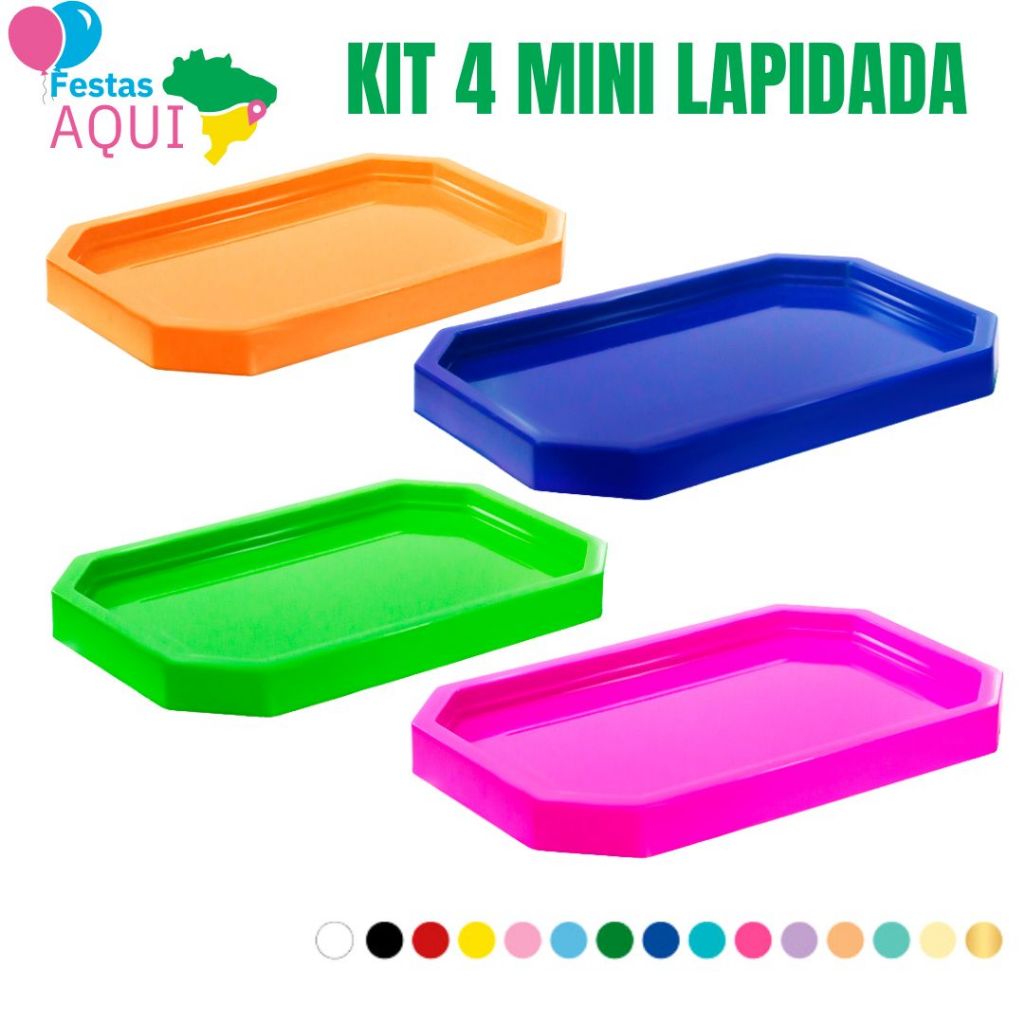Kit 4 Mini Lapidada 19x13 cm - Várias cores