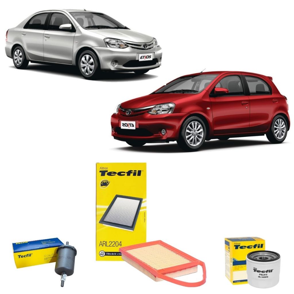 Kit Filtros Toyota Etios 1.3 1.5 2012 A 2015 Tecfil em Oferta na Shopee