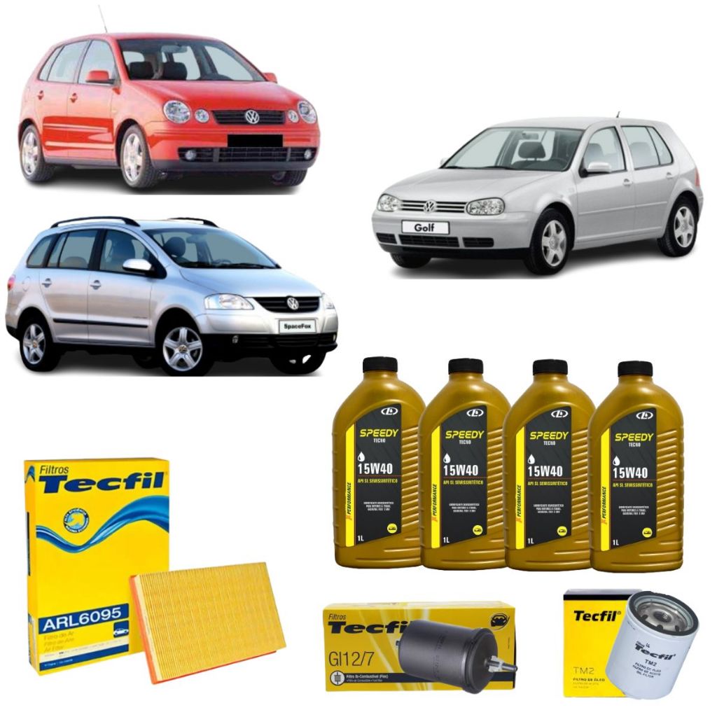 Kit Troca De Oleo Filtros VW Polo Golf Spacefox 1.6 8V 15w40 Semisintetico Revisão Original em Oferta na Shopee