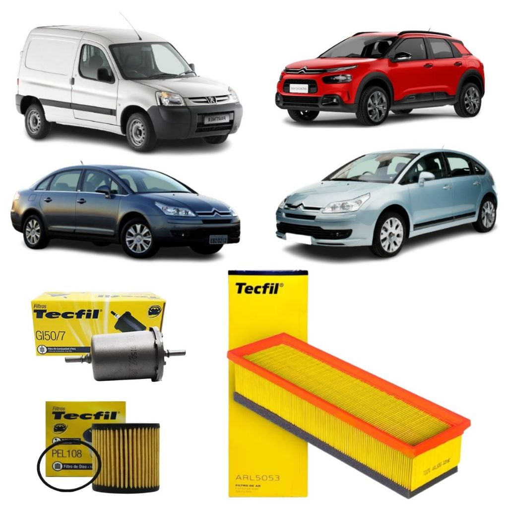 Kit Filtros Citroen C3 C4 Aircross 1.4 1.6 16V Partner Tecfil em Oferta na Shopee