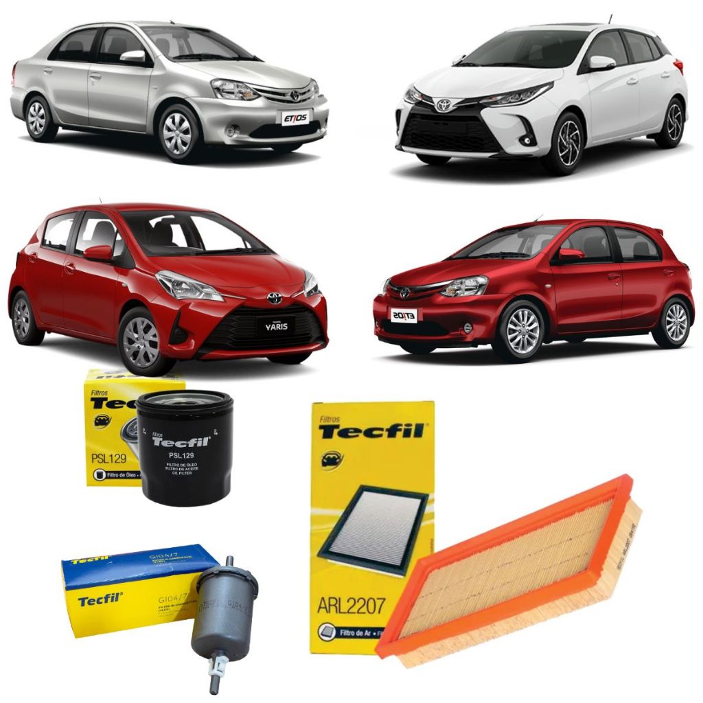 Kit Filtros Toyota Etios 1.3 1.5 Yaris 1.5 acima 2016 Tecfil em Oferta na Shopee