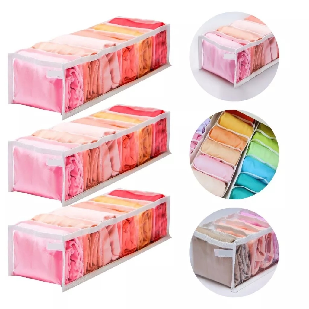Kit 3 Colmeias Organizador Transparente Gavetas Calcinhas Cuecas Meias Lingerie 32x12cm