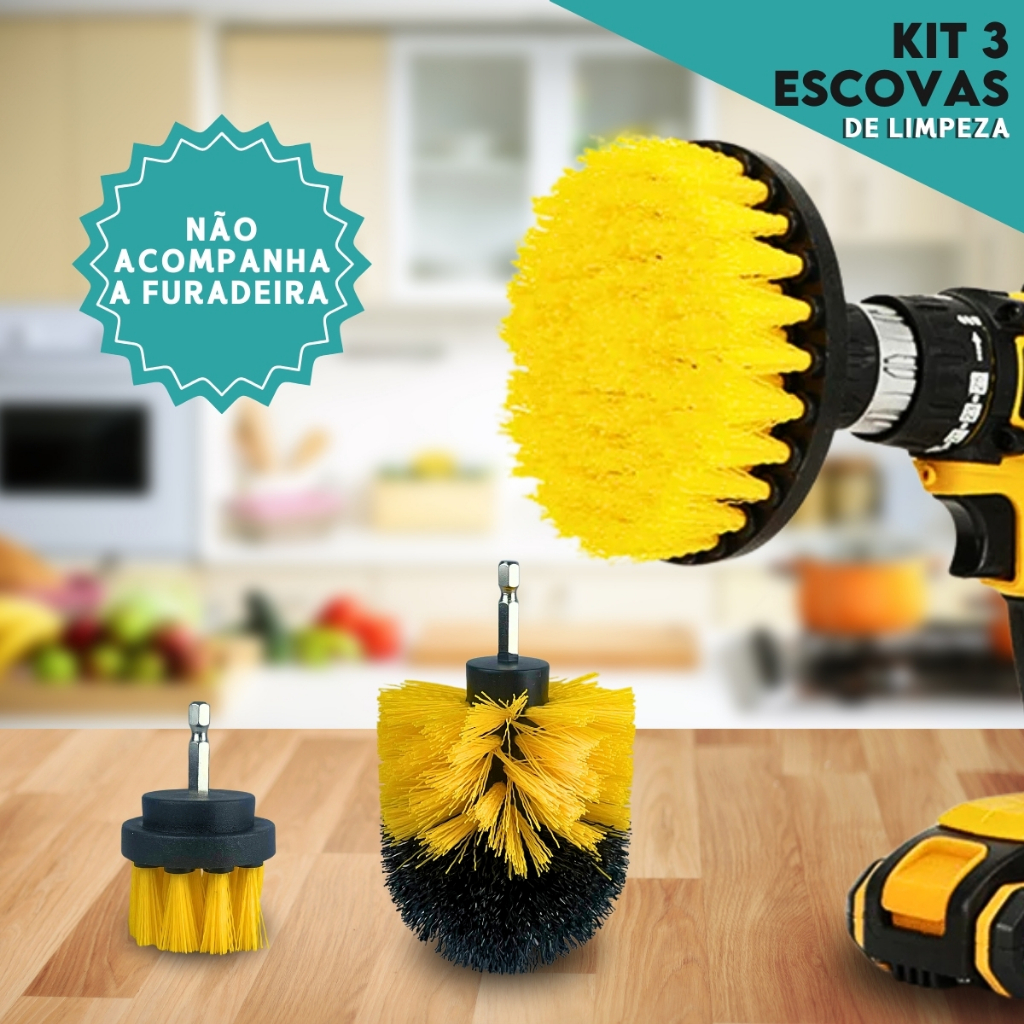 Kit 3 Escovas De Limpeza Para Parafusadeira Furadeira - CH em Oferta na Shopee