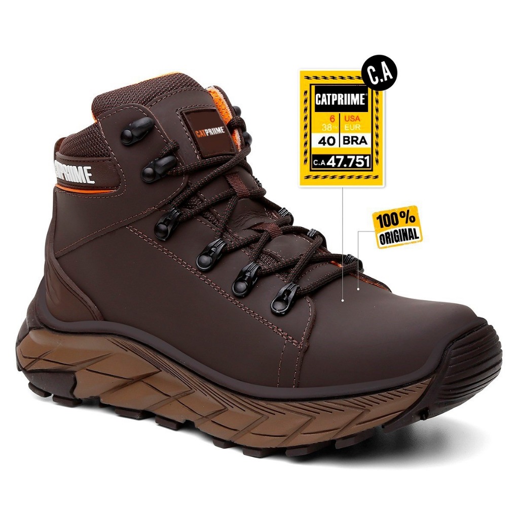 Bota Cano Médio Masculina Com c.a 47751 Couro Nobre Palmilha em gel
