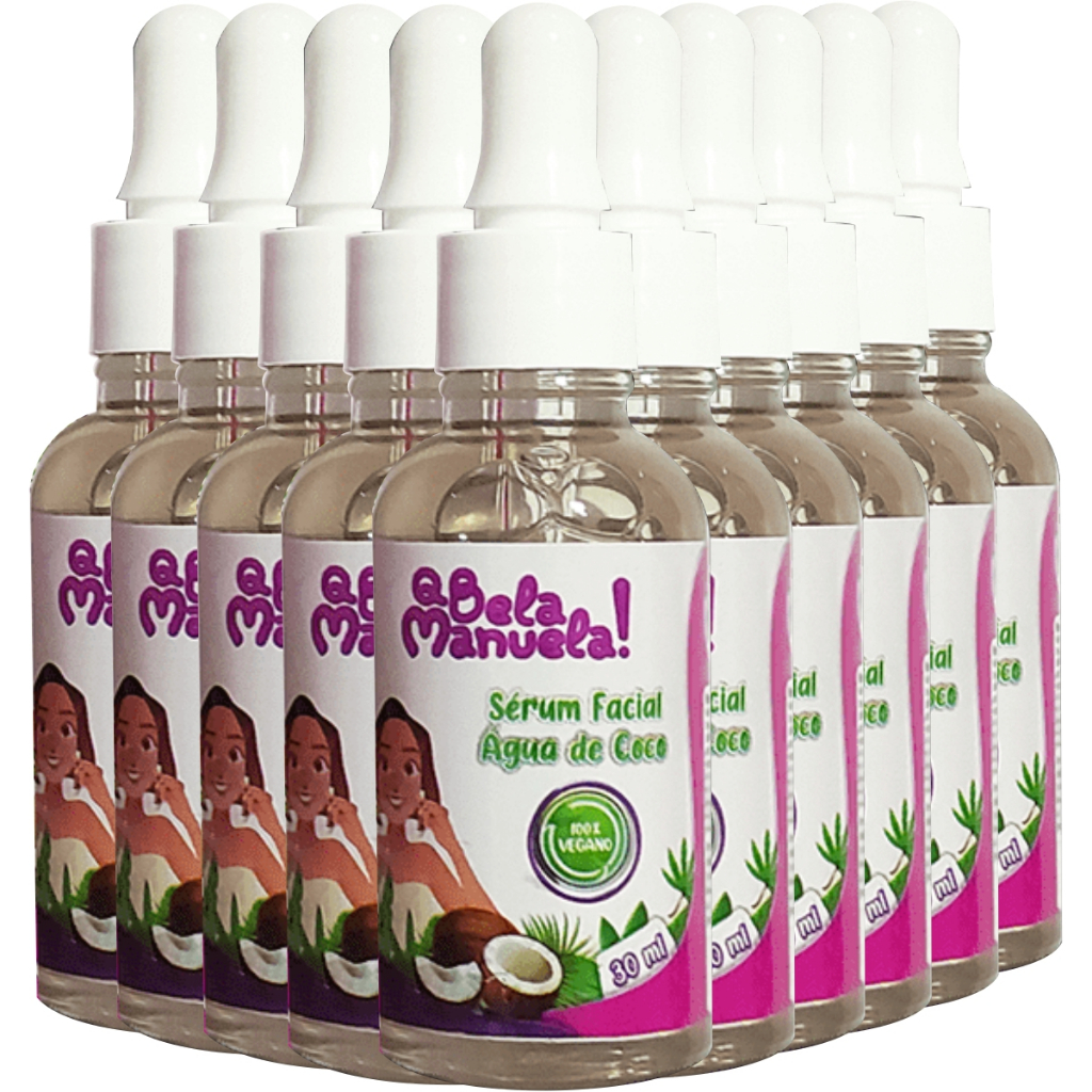 KIT 10 SÉRUM FACIAL ÁGUA DE COCO Q BELA MANUELA HIDRATAÇÃO E AÇÃO ANTIOXIDANTE