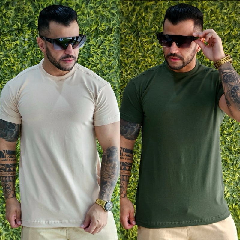 Camiseta Street Baby Look Masculino Elastano Conforto 3 Cores Gola Manga Curta Tecido Premium Básica