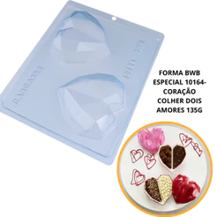 1~4 Forma bwb com silicone (3 partes) cod 10164 - Coração de Colher Dois Amores 135gr.