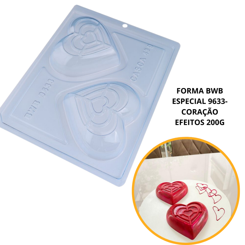 1~4 FORMA BWB COM SILICONE (3 PARTES) CÓD.:9633 - CORAÇÃO ESPECIAL EFEITOS 200g (CHOCO) em Oferta na Shopee