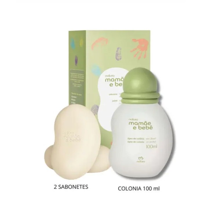 Kit Natura Mamãe e Bebê (2 itens): Colônia 100ml + Sabonete em barra 2x100g
