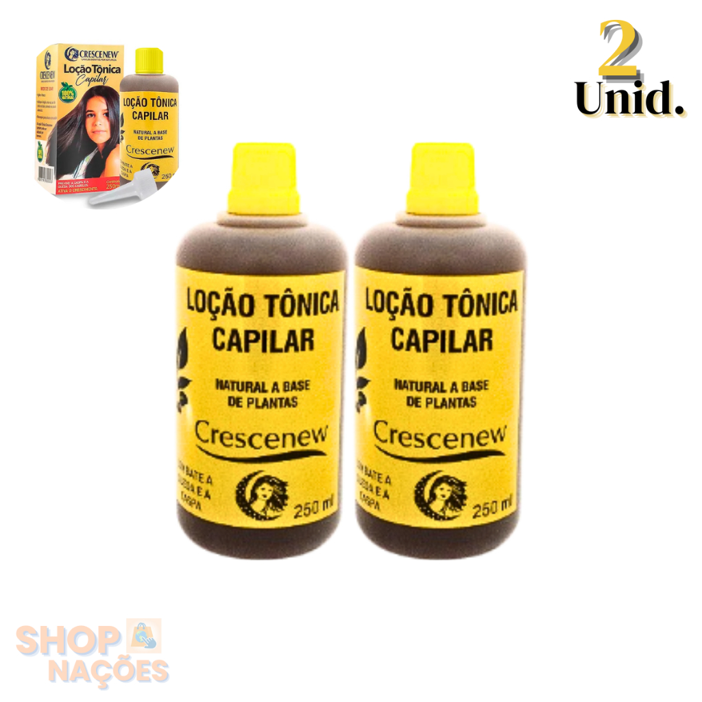 Kit 02Un Loção Tônica Capilar Crescenew 100% NATURAL Antiqueda, Anticaspa, Calvice Crescimento 250ml