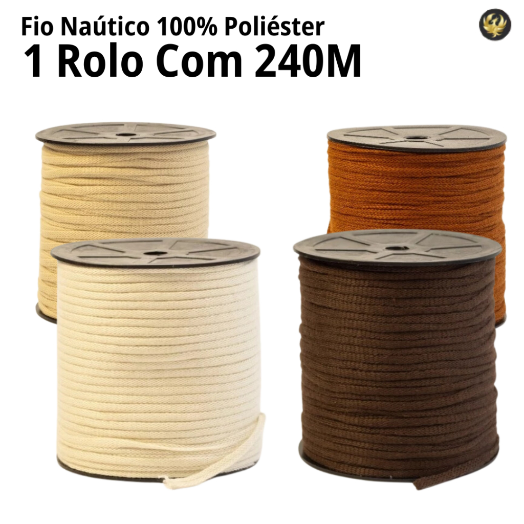 Fio Naútico Premium 100% Poliéster 5 mm 500G Aprox. 240 Metros CROCHÊ, TRICÔ e MACRAMÊ