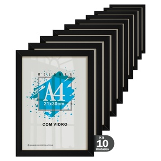 Kit 10 Molduras A4 21x30 Quadro Com Vidro Diploma Certificado em Oferta na Shopee