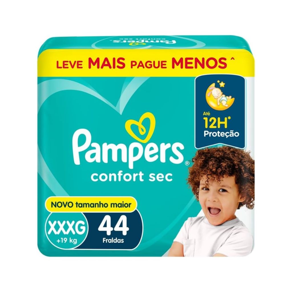 Fralda Infantil Pampers Confort Sec XXXG Com 44 Unidades em Oferta na Shopee