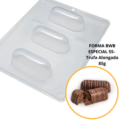 1~4 Forma BWB Com Silicone (3 partes)Cód.55 - Trufa Alongada 85g. Para Festas Trufas e Bombons (CHOCO)