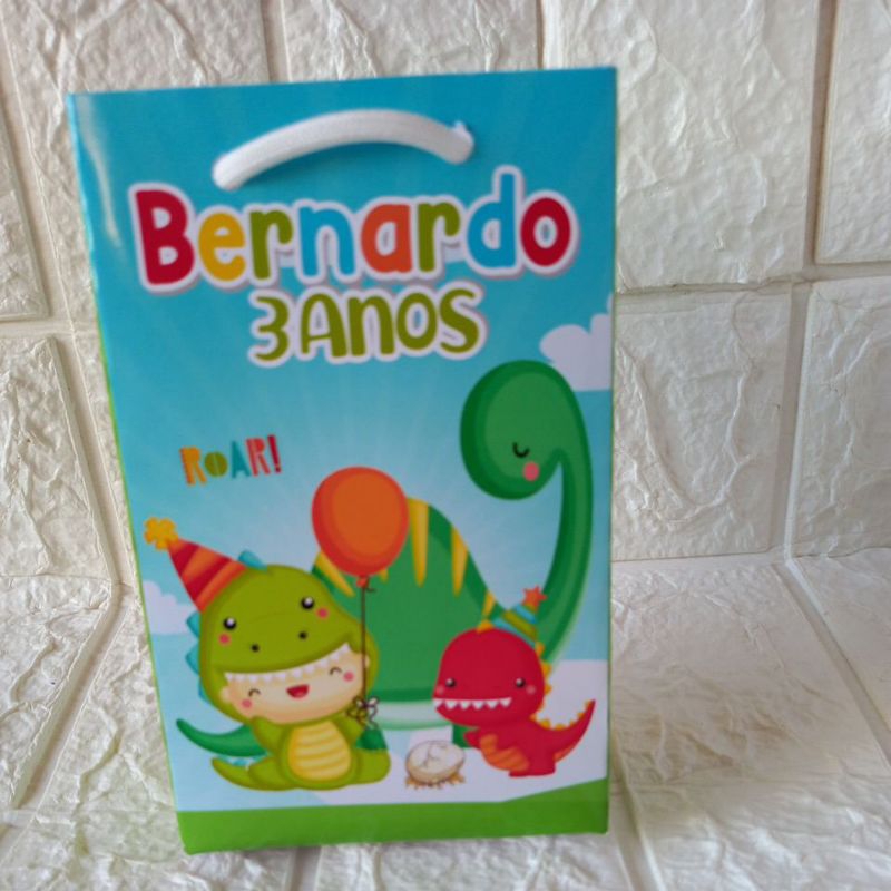 Sacolinha Personalizada dinossauros baby menino  Lembrancinha Festa infantil Pegue e monte