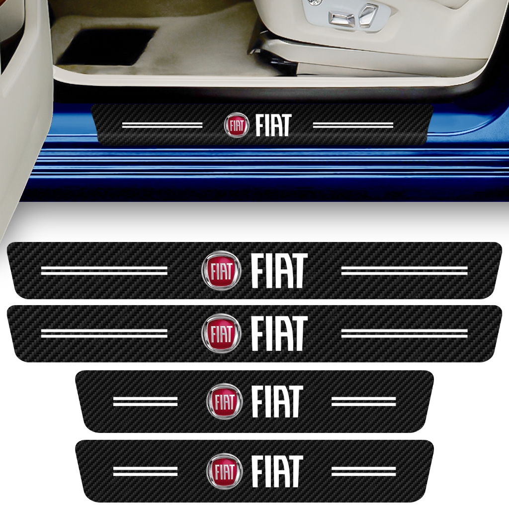 Kit 4 Peças Adesivo Soleira de Porta Carro Compatível Fiat Proteção Fibra de Carbono Anti Arranhões em Oferta na Shopee