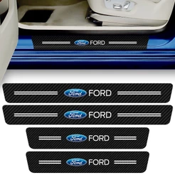 Kit 4 Peças Adesivo Soleira de Porta Carro Compatível Ford Proteção Fibra de Carbono Anti Arranhões