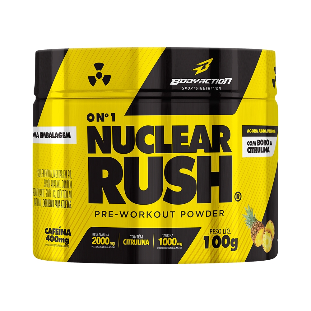 Bodyaction Nuclear Rush Pote 100g Pré Treino com Beta Alanina e Taurina
