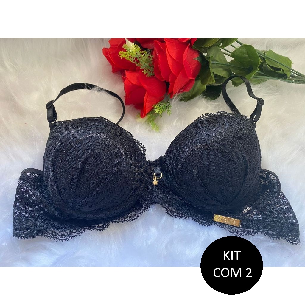 KIT 2 Sutiã de BOJO Rendado Pingente Soutien de Renda Conforto Moda Intima Lingerie em Oferta na Shopee