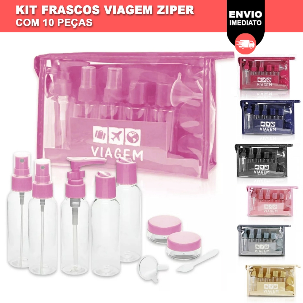 Kit De Frascos Para Viagem 10 Peças Necessaire Organizador