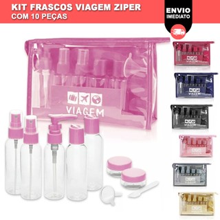 Kit De Frascos Para Viagem 10 Peças Necessaire Organizador
