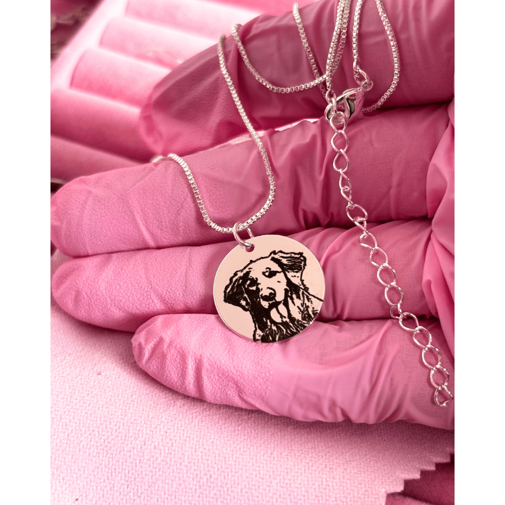 Colar personalizado - Pet, Doguinho, gatíneo - Foto Estilo Desenho - Aço Inox
