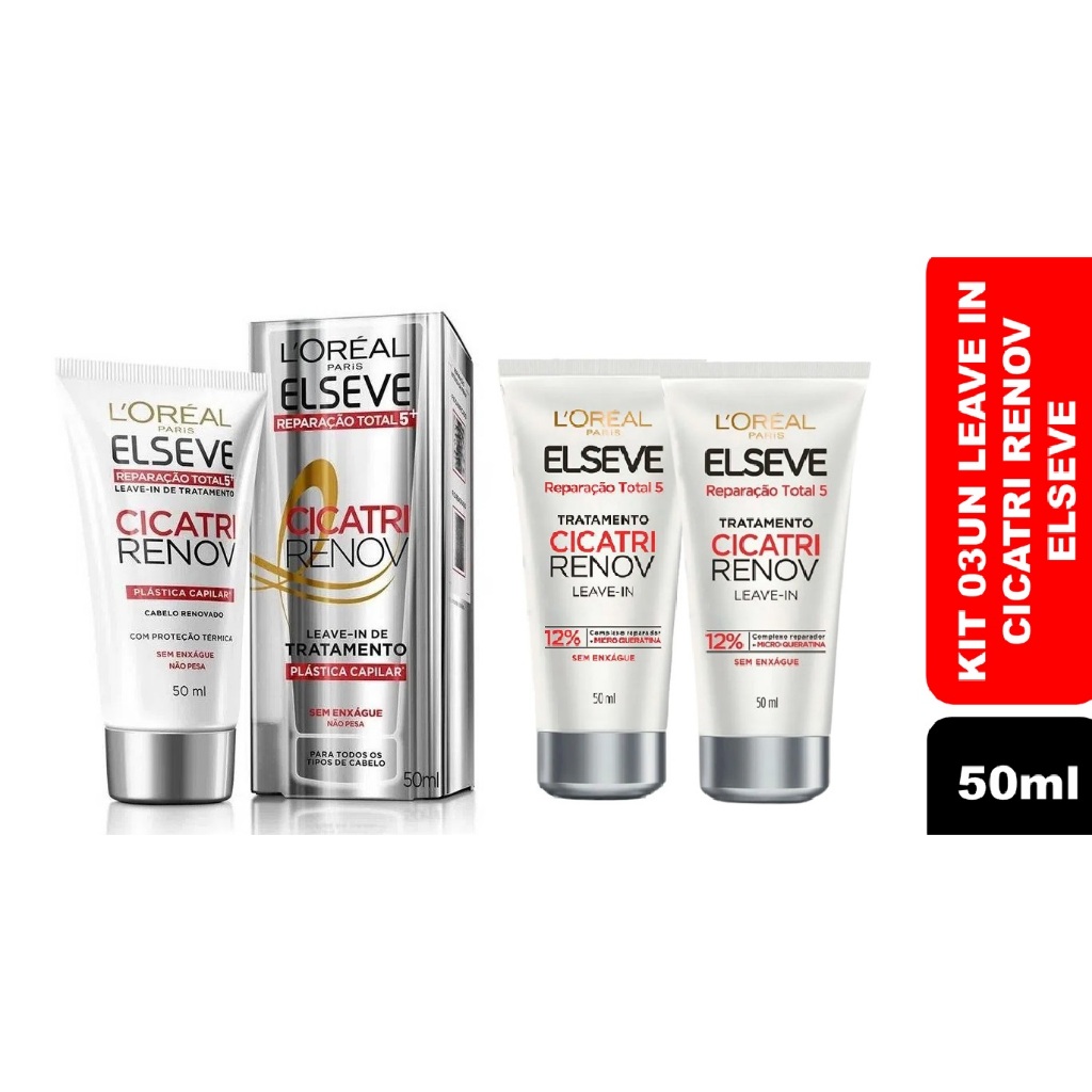 Kit 03un Leave-In Elseve Cicatri Renov 50ml em Oferta na Shopee