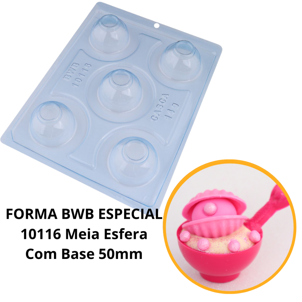 1~4 forma bwb com silicone (3 partes)      10116 - Meia Esfera com Base 50mm  40 gramas